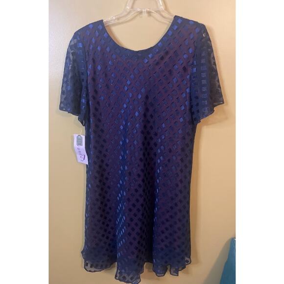 Lavande Shift Dress Flounce Hem Flutter Sleeves - Size 14 - Picture 6 of 7